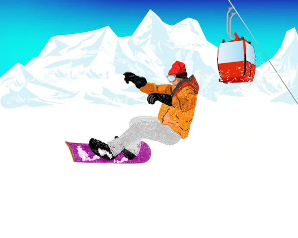 Esquí de montaña.Snowboard extremo.Vector — Vector de stock