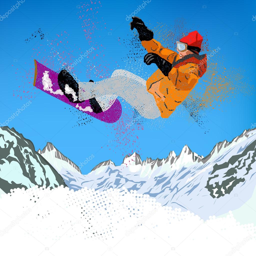 Freestyle Skiing.Mountain skiing.Extreme Snowboarding.Winter Sport