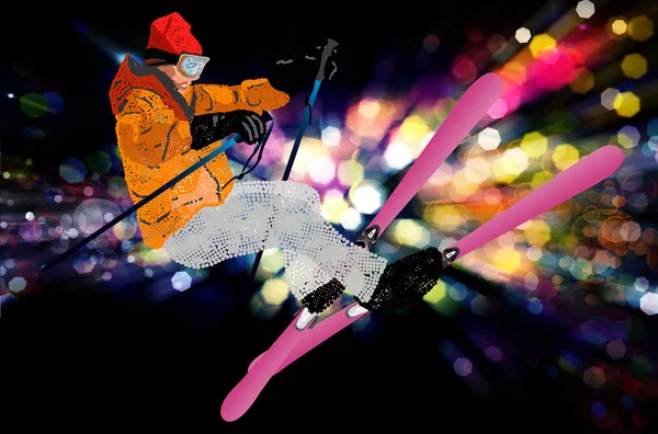 Holiday Sport.Freestyle Skiing.Mountain skiing.Extreme Snowboarding. — Stock Photo, Image