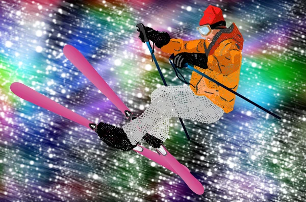 Vacances Sport.Freestyle Skiing.Mountain skiing.Extreme Snowboard . — Photo