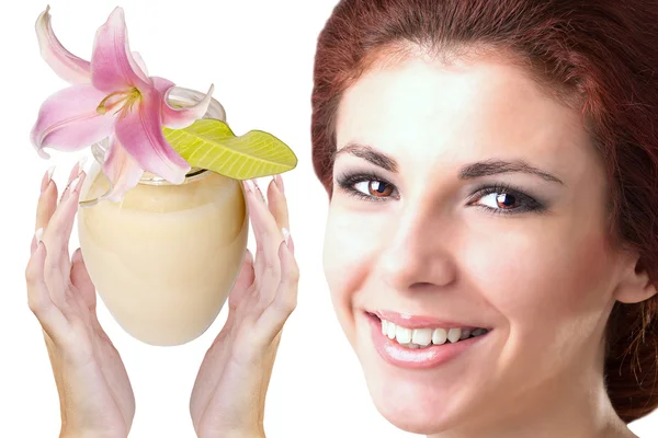 Crema per la cura della pelle viso Woman.Salon Spa — Foto Stock