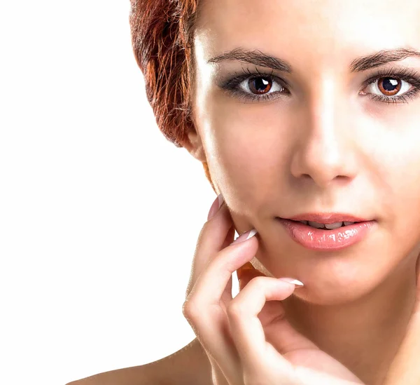 Ritratto di bellezza Woman.Clean viso della pelle — Foto Stock