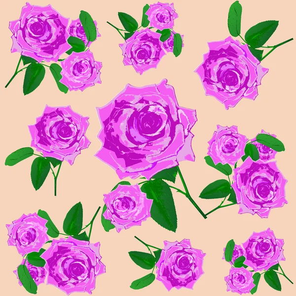 无缝的玫瑰鲜花盛开 — 图库矢量图片