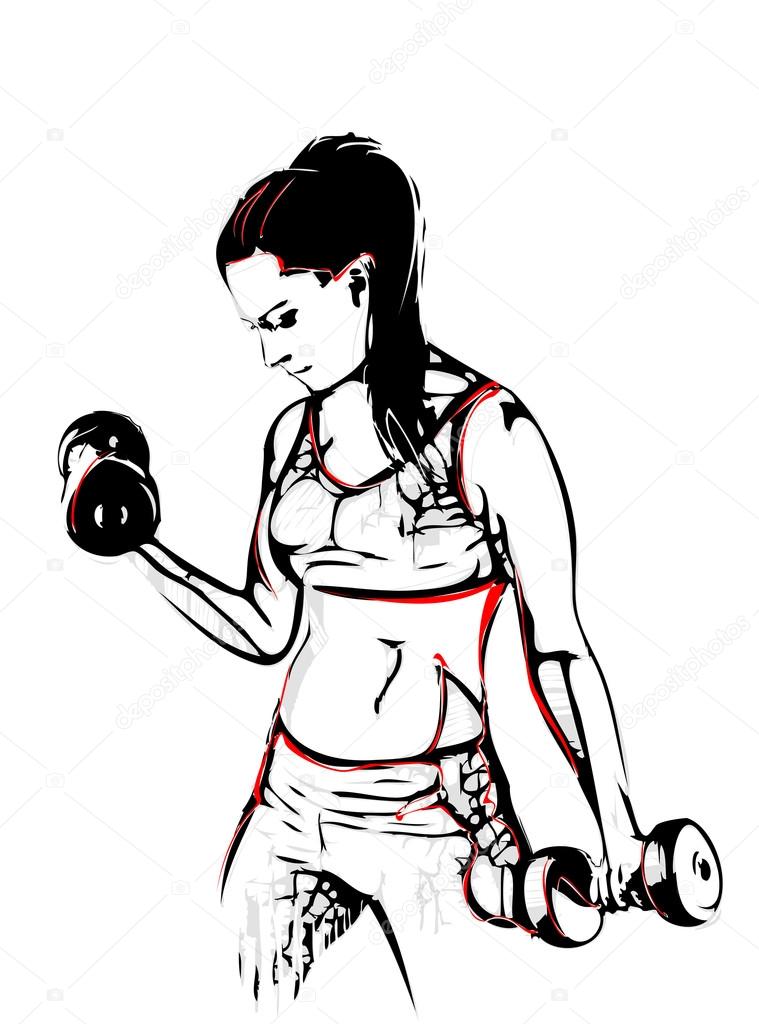 Woman with dumbbells