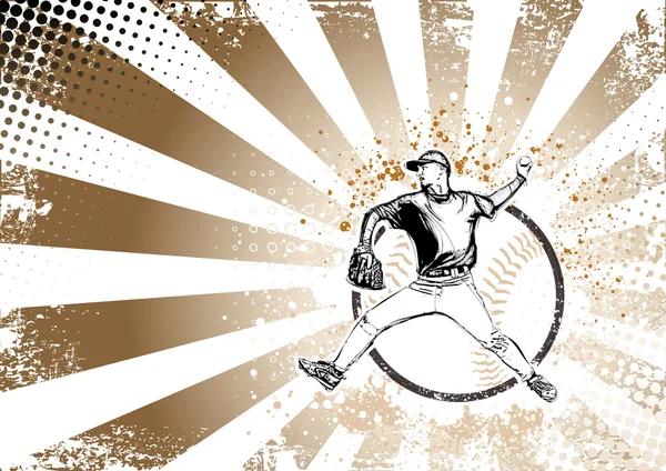 Beyzbol retro afiş arka plan — Stok Vektör