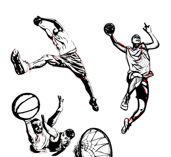 Trío de baloncesto — Vector de stock