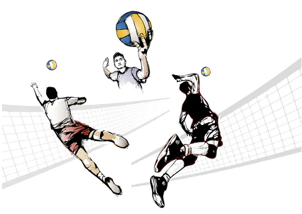 Trio de voleibol — Vetor de Stock