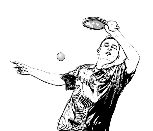 Ping pong speler illustratie — Stockvector