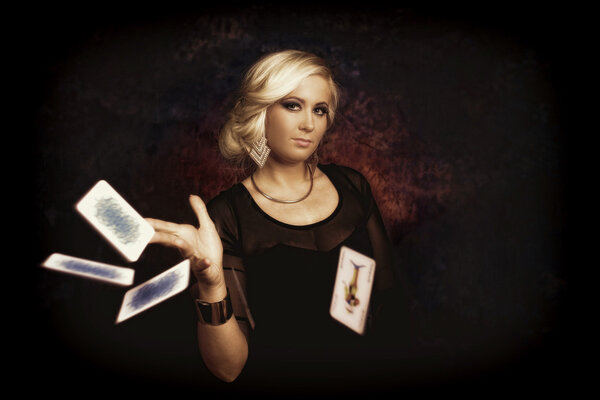 woman with poker cards