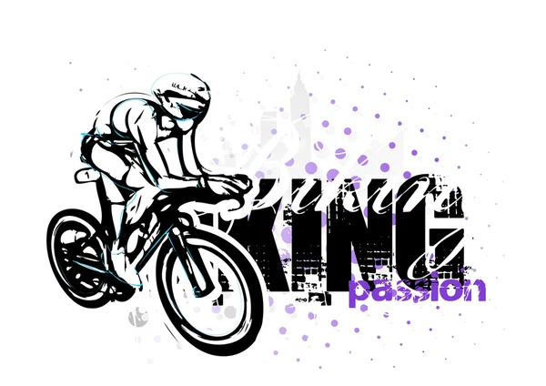 Ciclismo ilustração no fundo grungy —  Vetores de Stock