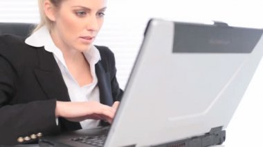 İş kadını Laptop 'ta çalışıyor