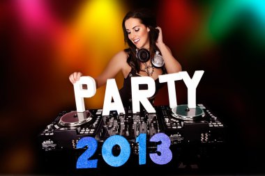PARTY 2013 with sexy DJ clipart