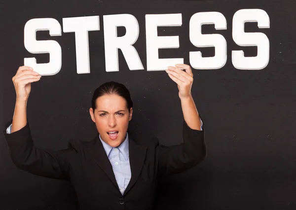 Businesswoman with the word STRESS — Stock Photo, Image