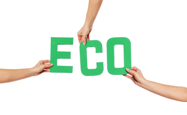 Letras del alfabeto verde ortografía ECO — Foto de Stock