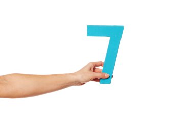 hand holding up the number seven from the left clipart