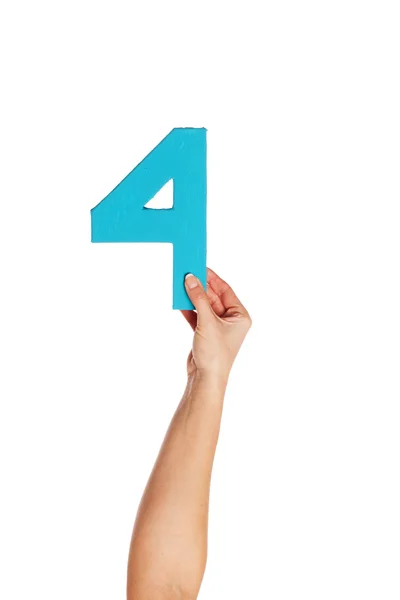Hand holding up the number four from the bottom — Stock Photo, Image