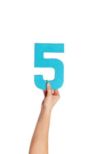 Hand holding up the number five from the bottom — Stock Photo, Image