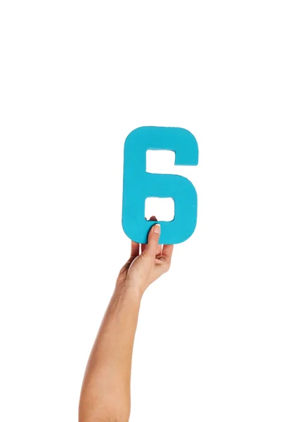 Hand holding up the number six from the bottom — Stock Photo, Image