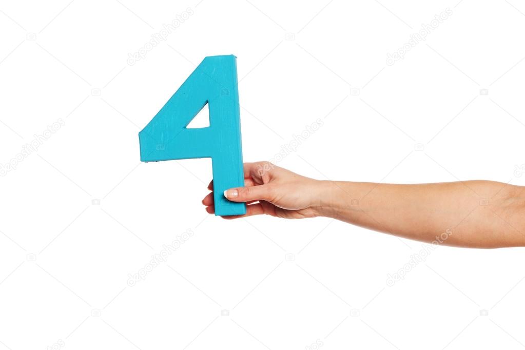 hand holding up the number four from the right