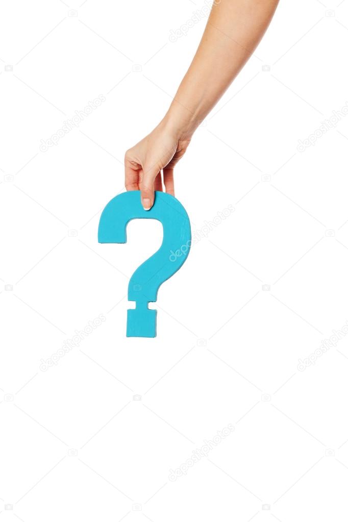 hand holding up a question mark from the top