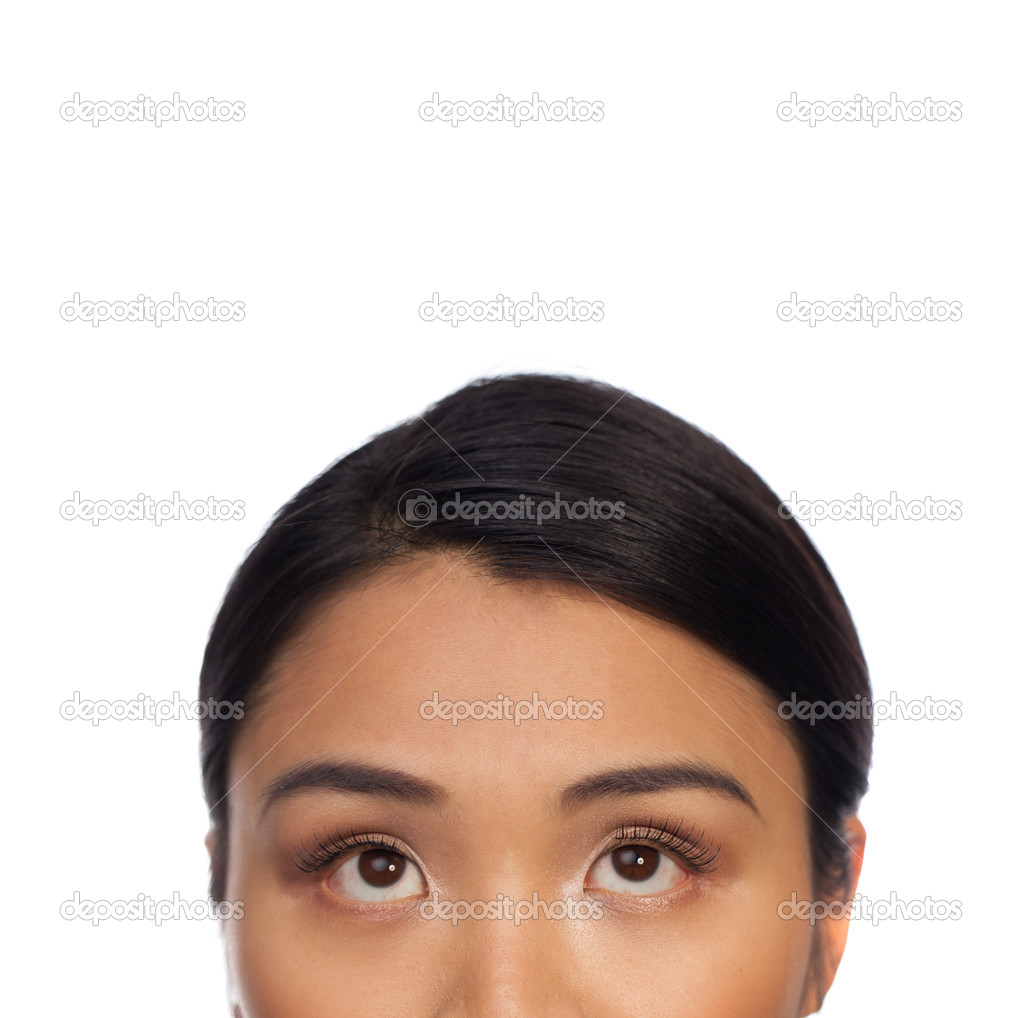 Eyes of an Asian woman looking up