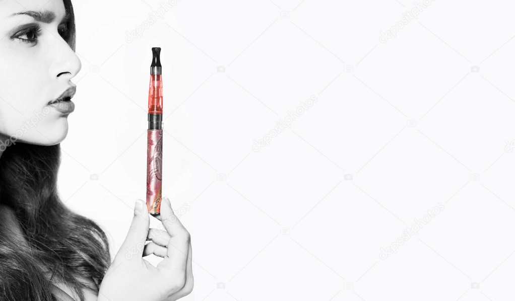 Sexy woman holding an ecigarette