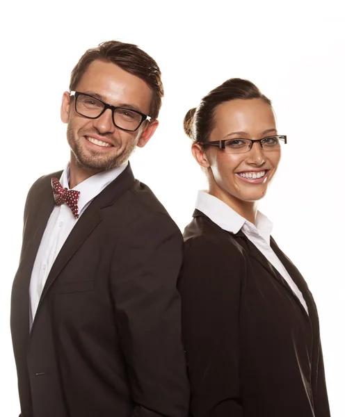 Пара в сонцезахисних окулярах ізольована на білому тлі — стокове фото