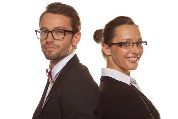 Business couple wearing glasses — Stock Photo, Image
