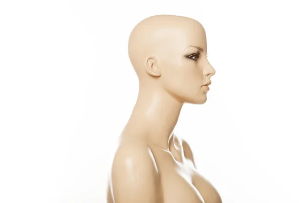 Голова жіночого манекена в профілі ізольовано на білому — стокове фото