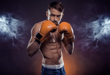 Boxer with boxing gloves clipart