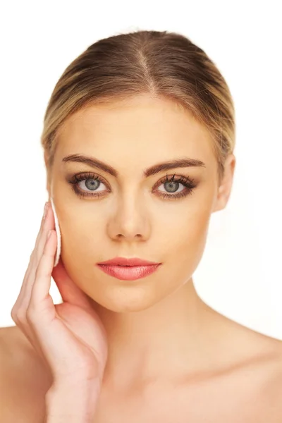 Closeup portrait of young beautiful blonde girl — Stock Photo, Image