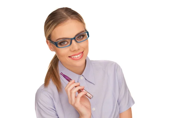 Young Woman Smokin Electic Cigarette — Stock Photo, Image