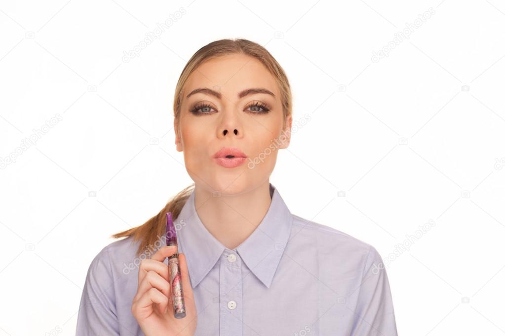 Young Woman Smokin Electic Cigarette