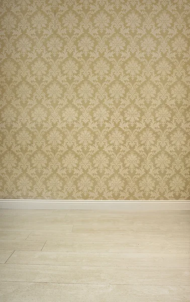Empty room with vintage wallpaper — Stock Photo, Image