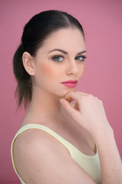 Beautiful thoughtful young brunette woman — Stock Photo, Image