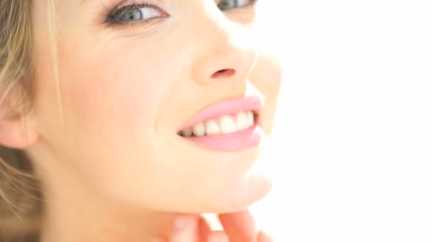 Beauty blonde woman touching her face Royalty Free Stock Footage