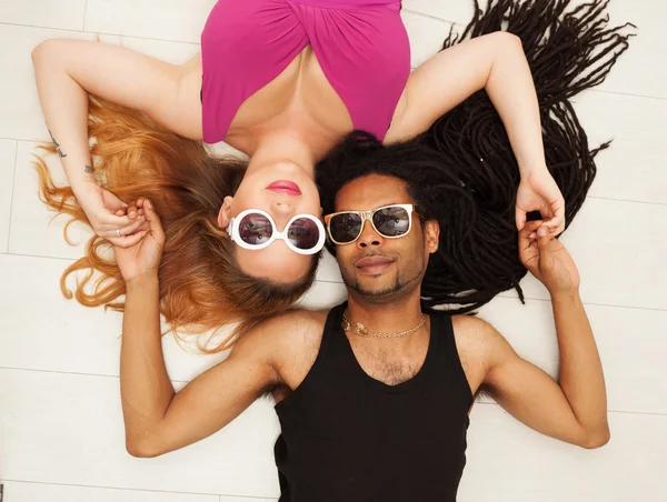 Young beautiful African American , mixed, couple in love — Stock Photo, Image