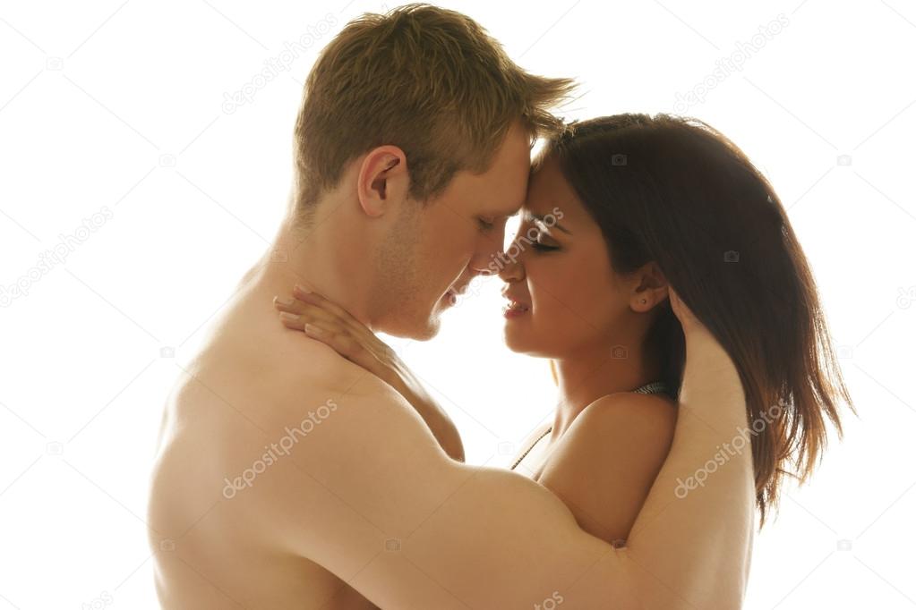 Loving couple tenderly embracing