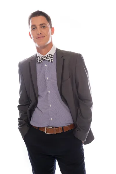 Smiling suave man in a bow tie — Stock Photo, Image