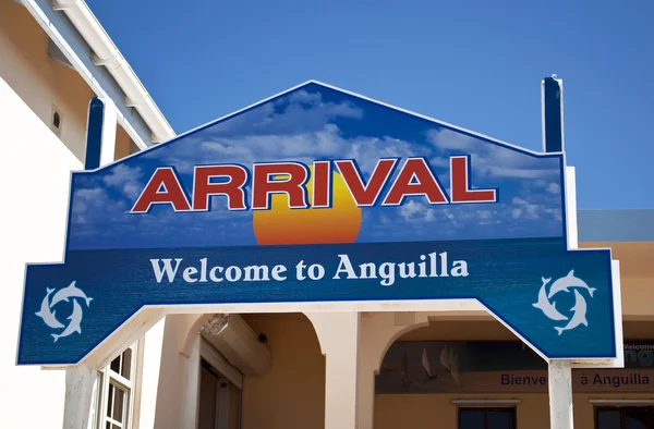 Willkommen im Anguilla. Ankunftsschild. — Stockfoto