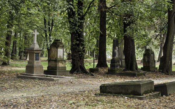 Cmentarz w jesieni. Obrazek Stockowy