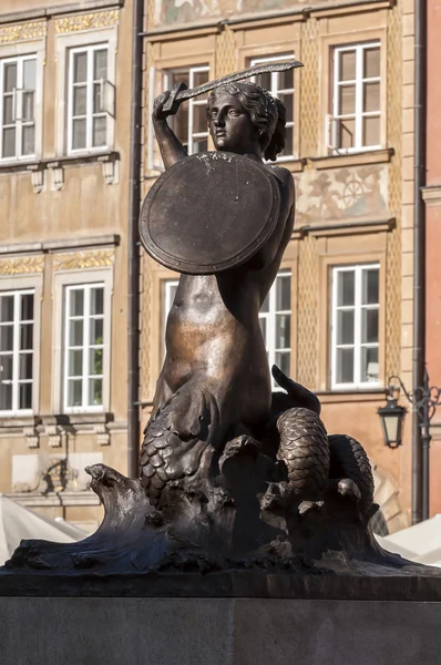 Sjöjungfrun staty i Warszawa. — Stockfoto