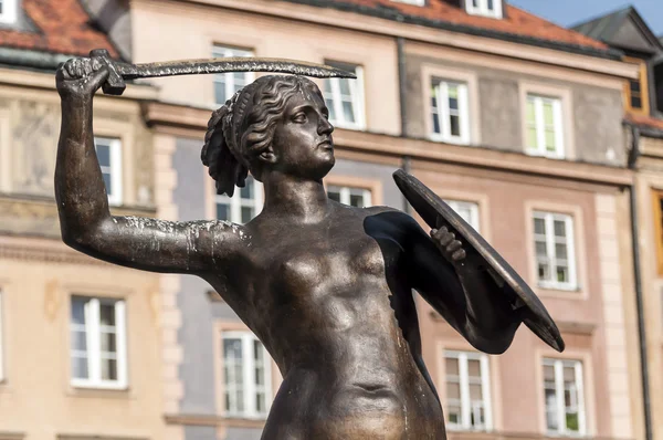 바르샤바에서 인 어 동상. — 스톡 사진