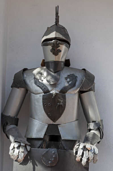 Close up view of a medieval knight armor.