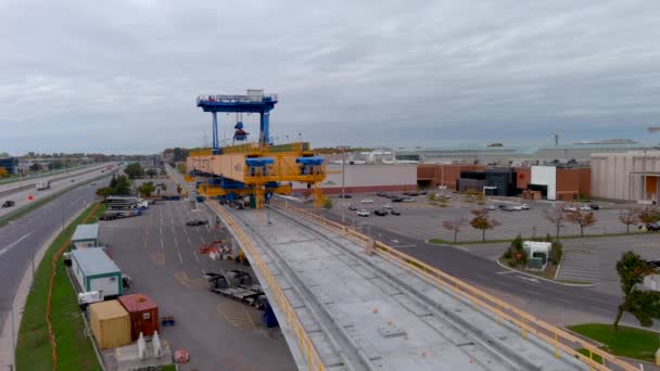 Montreal Kanada Oktober 2021 Baustelle Des Neuen Automatisierten Stadtbahnnetzes Rem — Stockvideo