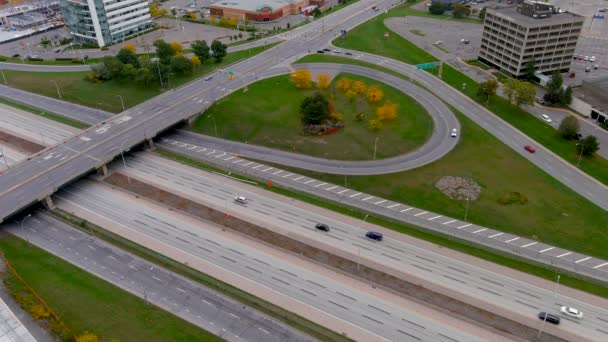 Montreal Kanada Října 2021 Dopravní Proudy Křižovatce Bulváru Jean Dálnice — Stock video