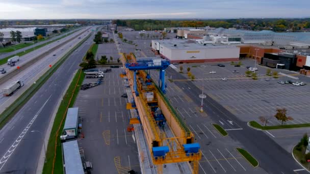 Camera Drone View Construction Site Rem Metropolitan Express Network Pointe — Stok Video