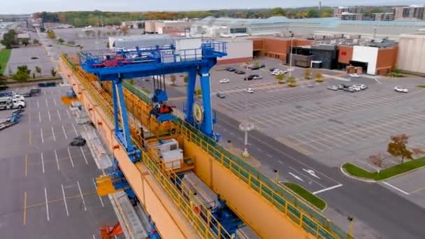 Camera Drone View Construction Site Rem Metropolitan Express Network Pointe — Stok Video