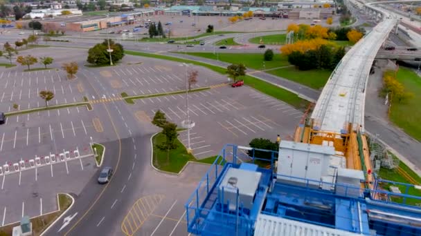 Caméra Vue Par Drone Chantier Rem Metropolitan Express Network Pointe — Video