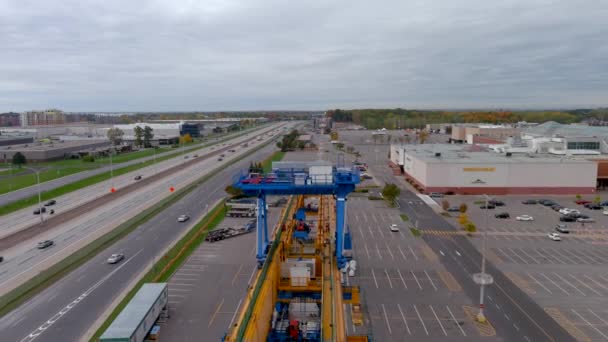 Montreal Kanada Října 2021 Staveniště Nové Automatizované Lehké Železniční Sítě — Stock video